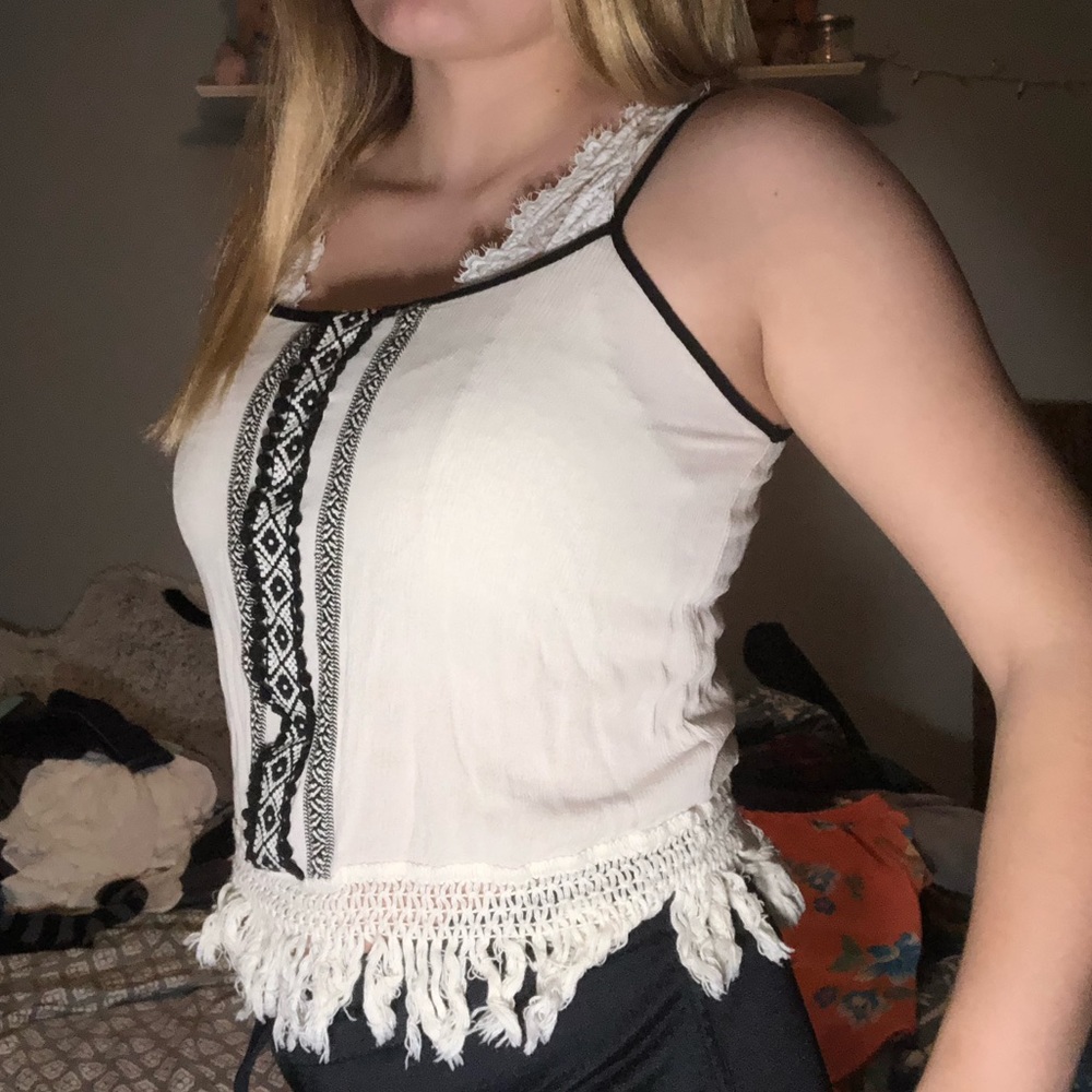 Patterned Tank, Frayed Bottom - Picture 2 of 6